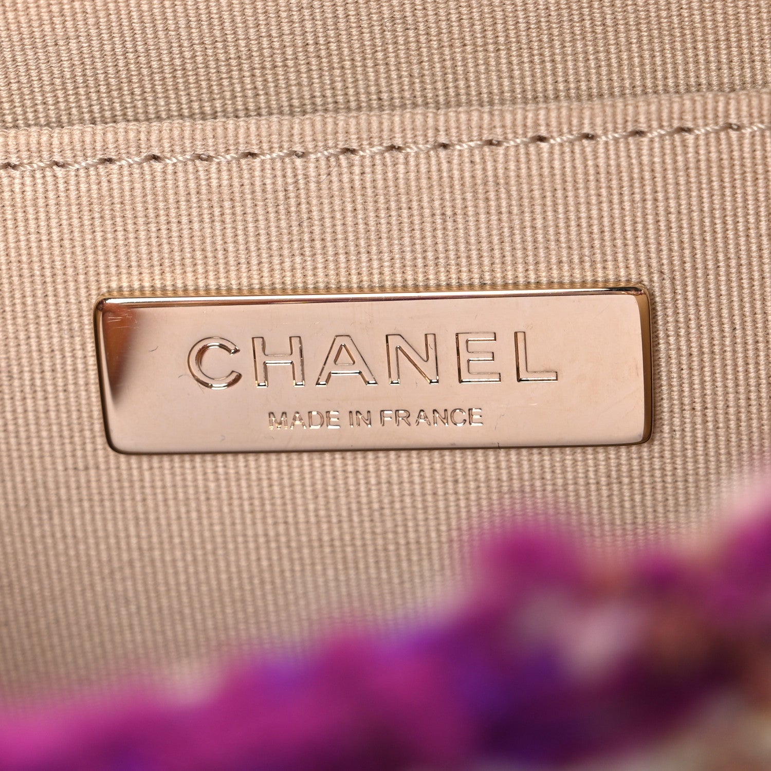 Chanel Tweed Shearling Large Flap Bag Purple Beige 6 of 10