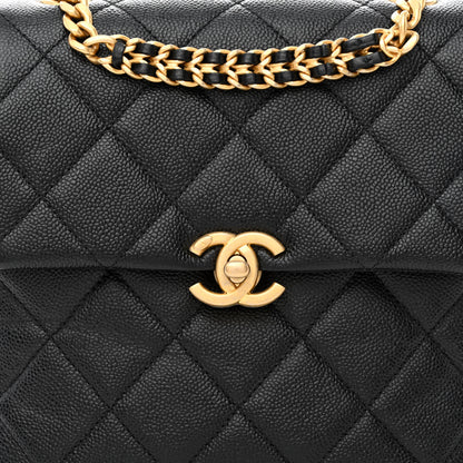 Chanel Shiny Caviar Quilted Chain Melody Backpack Black 8 of 11