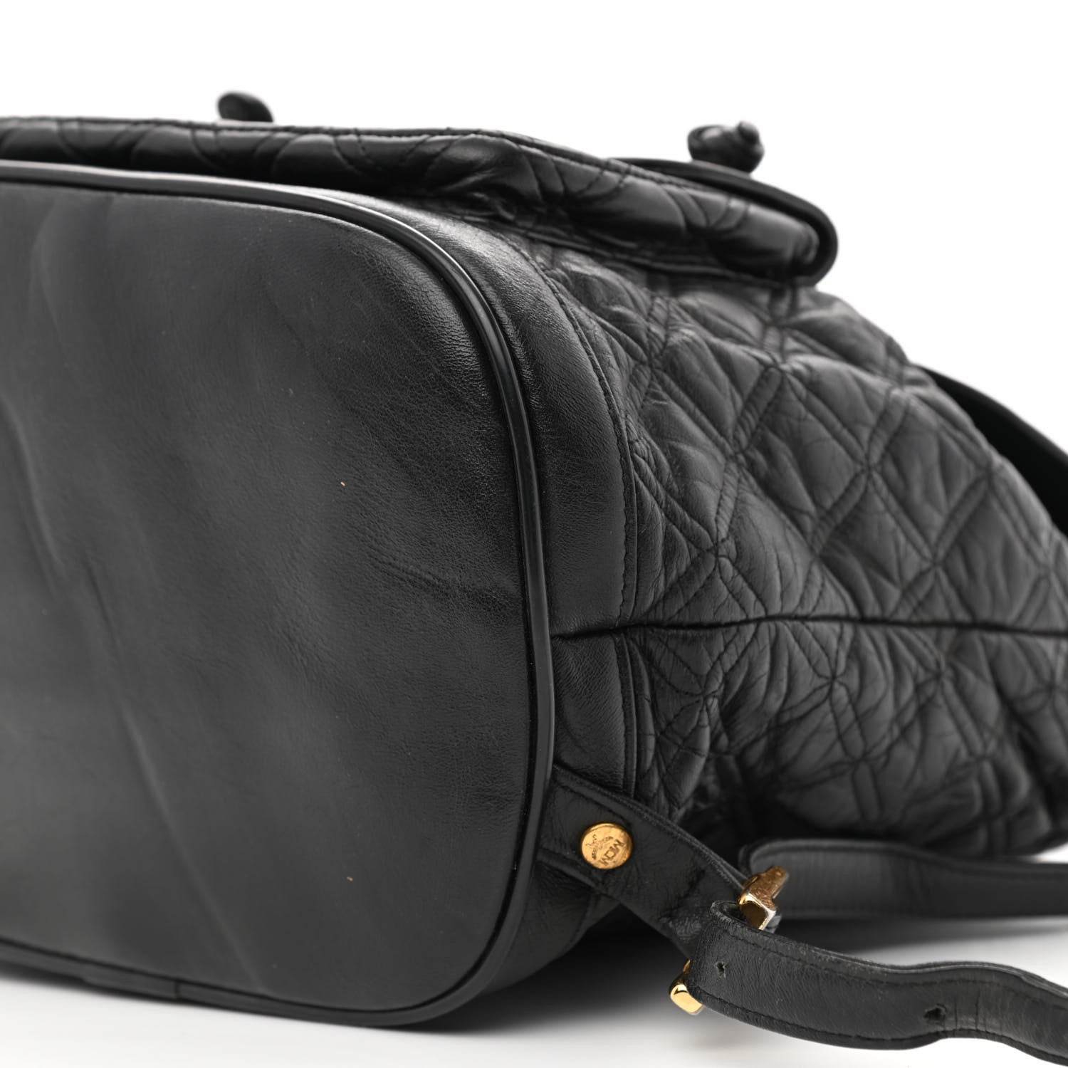 MCM Calfskin Studded Drawstring Backpack Black 9 of 11