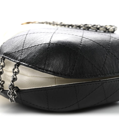 Chanel Aged Calfskin Quilted Small Gabrielle Bucket White Black 9 of 11