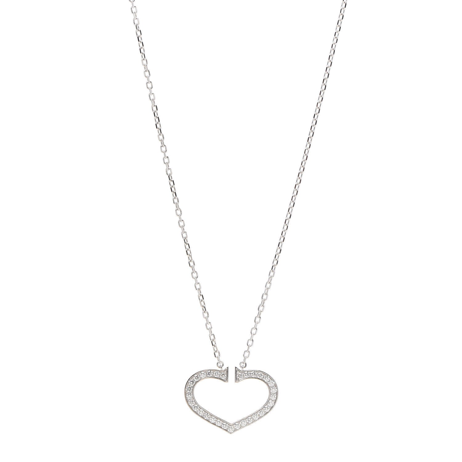 Cartier 18K White Gold Diamond Large Hearts and Symbols Pendant Necklace 1 of 6
