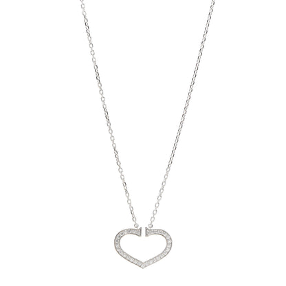Cartier 18K White Gold Diamond Large Hearts and Symbols Pendant Necklace 1 of 6