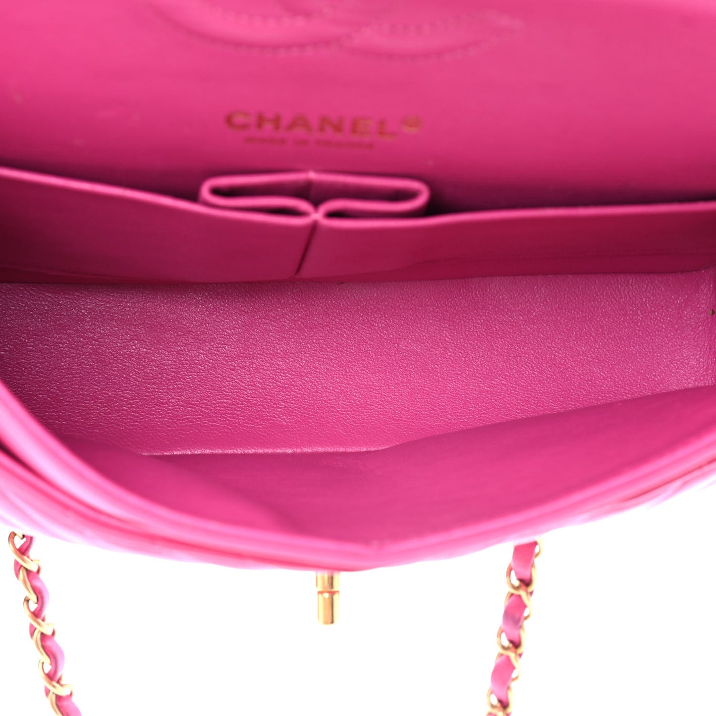 Lambskin Chevron Quilted Medium Double Flap Pink