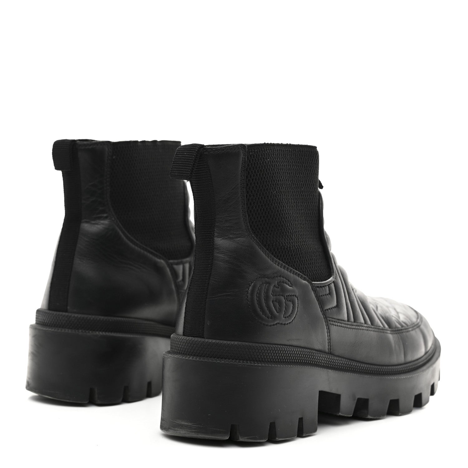 Gucci Calfskin Nappa Matelasse Frances Chelsea Boots 39 Black 5 of 9