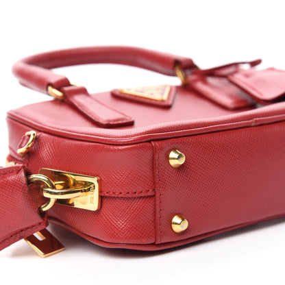 Prada Saffiano Lux Mini Top Handle Crossbody Bag Fuoco 6 of 14