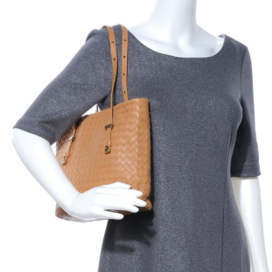 Nappa Intrecciato Small Tote Noce