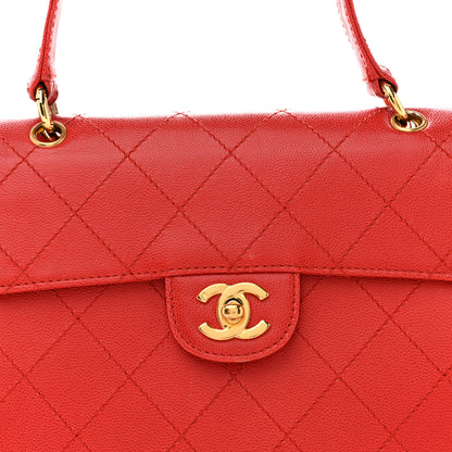 Chanel Caviar Stitched Flap Shoulder Bag Red 9 of 17