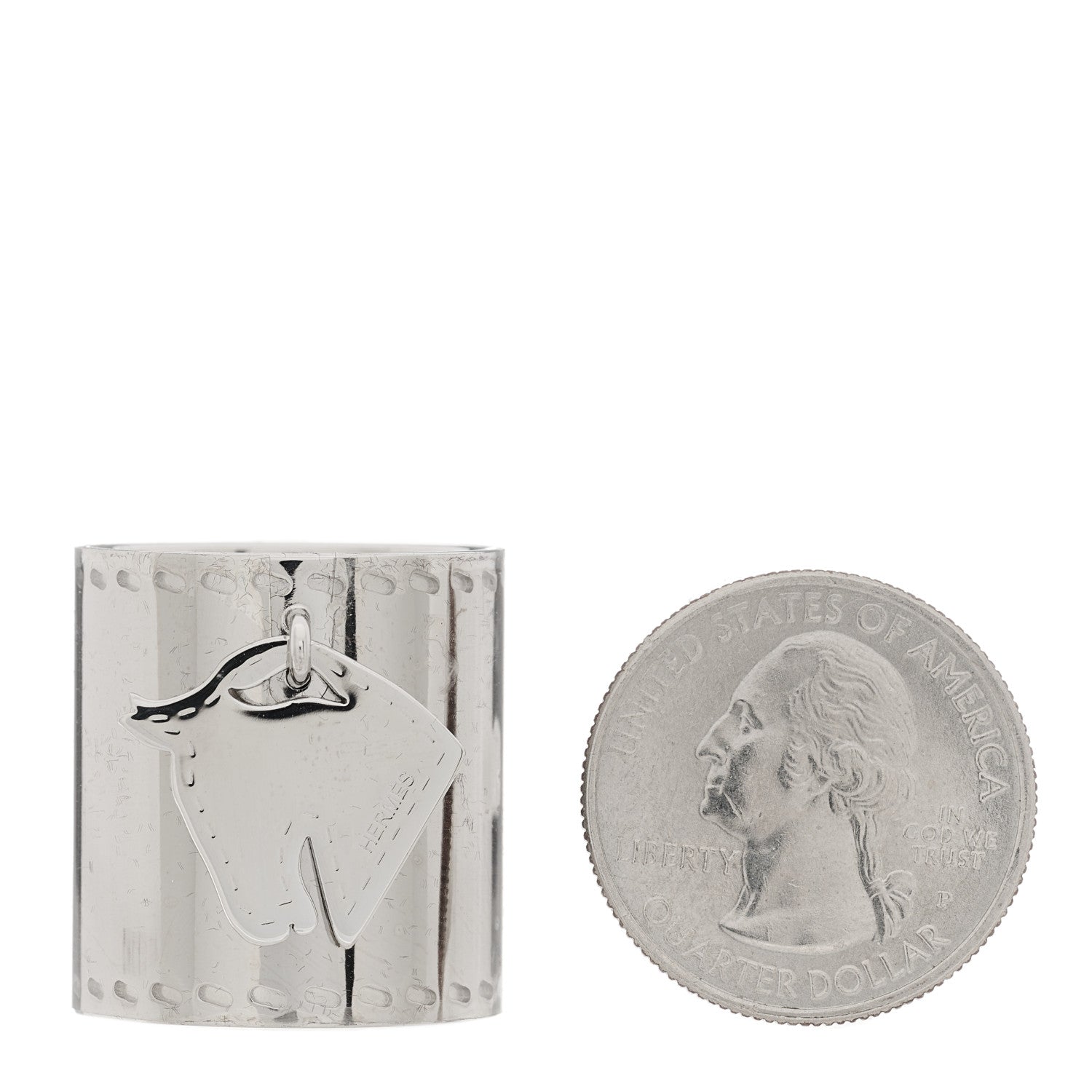 Hermes Palladium Tete de Cheval Horse Charm Scarf Ring 2 of 5