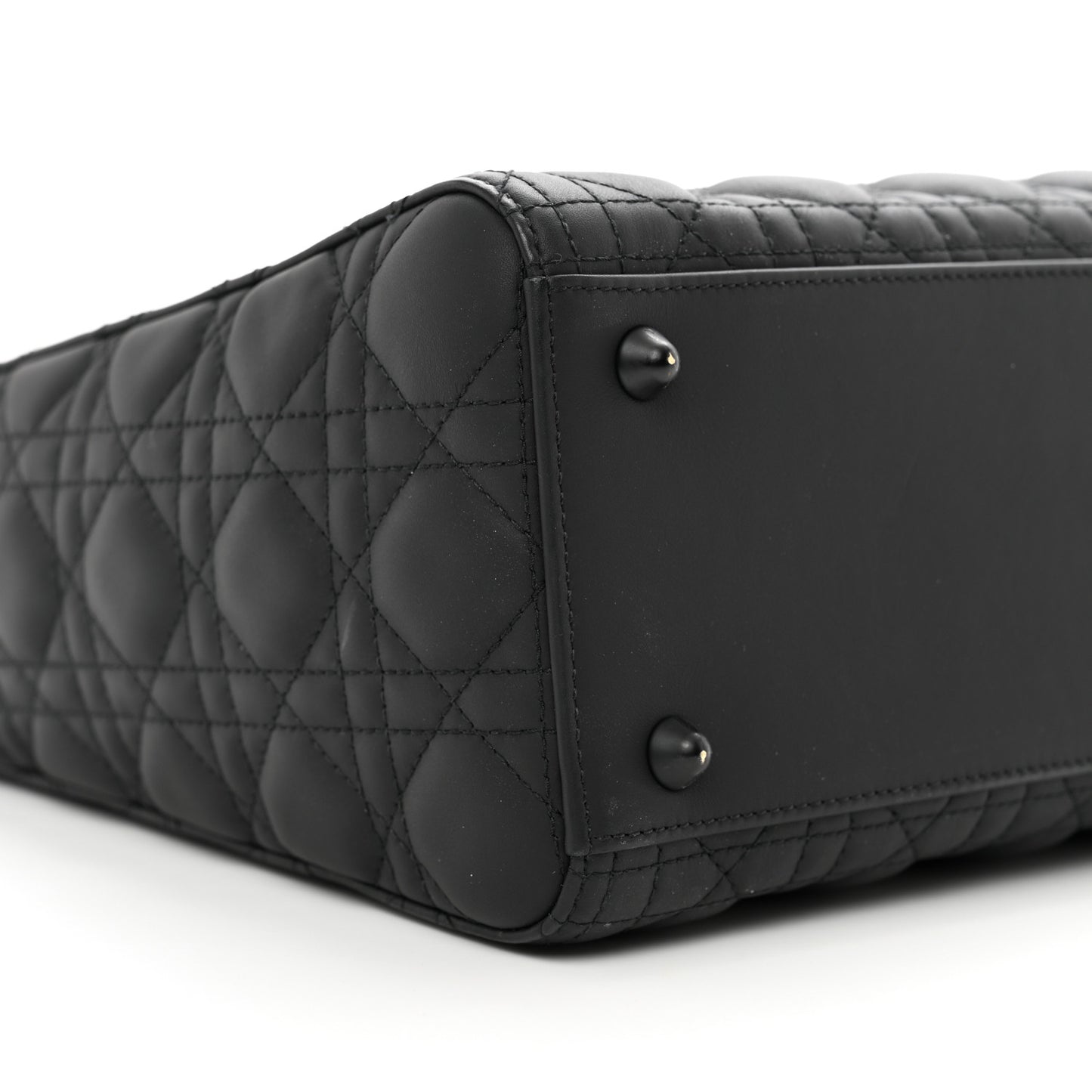 Ultra Matte Calfskin Cannage Large Lady Dior Black