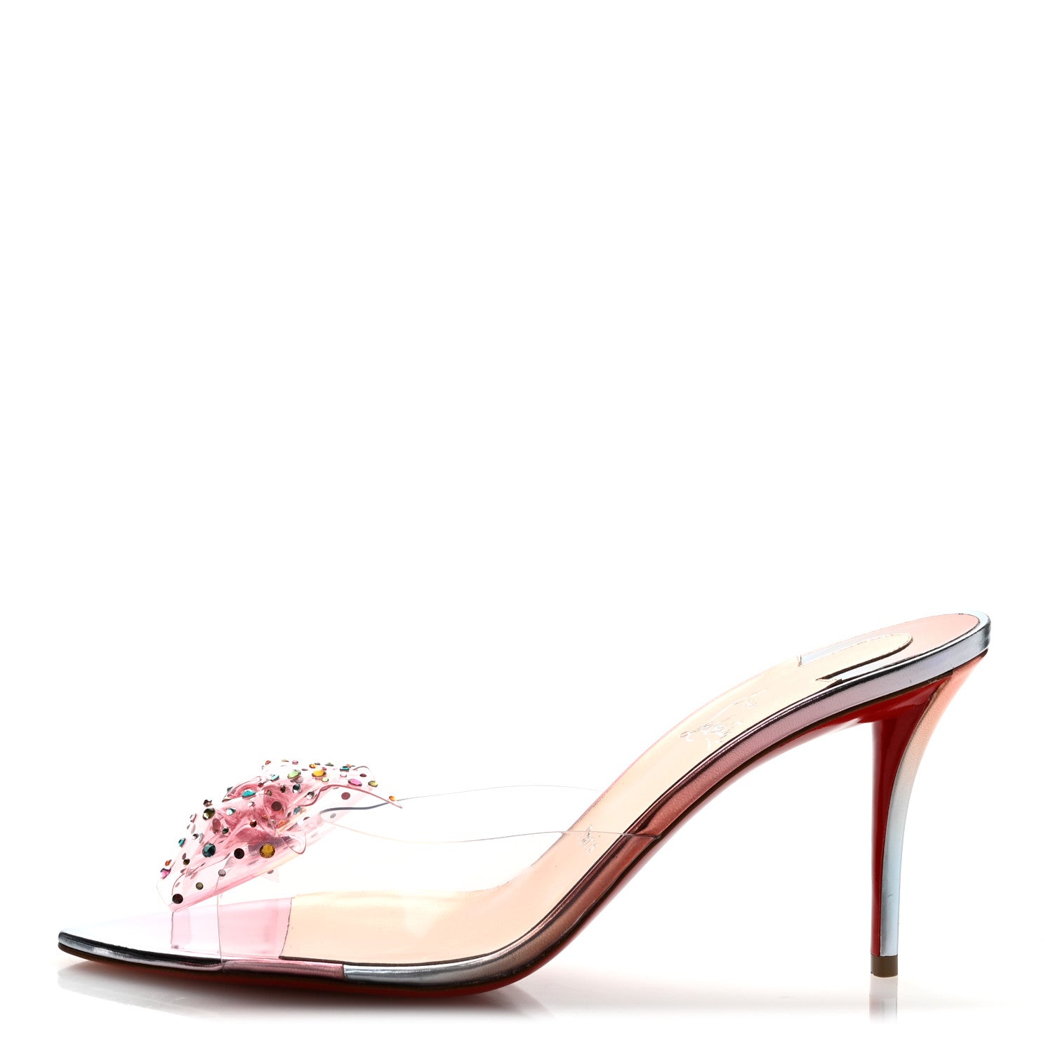 Christian Louboutin PVC Crystal Aqua Strass 80 Mules 41 Silver Multicolor 1 of 9