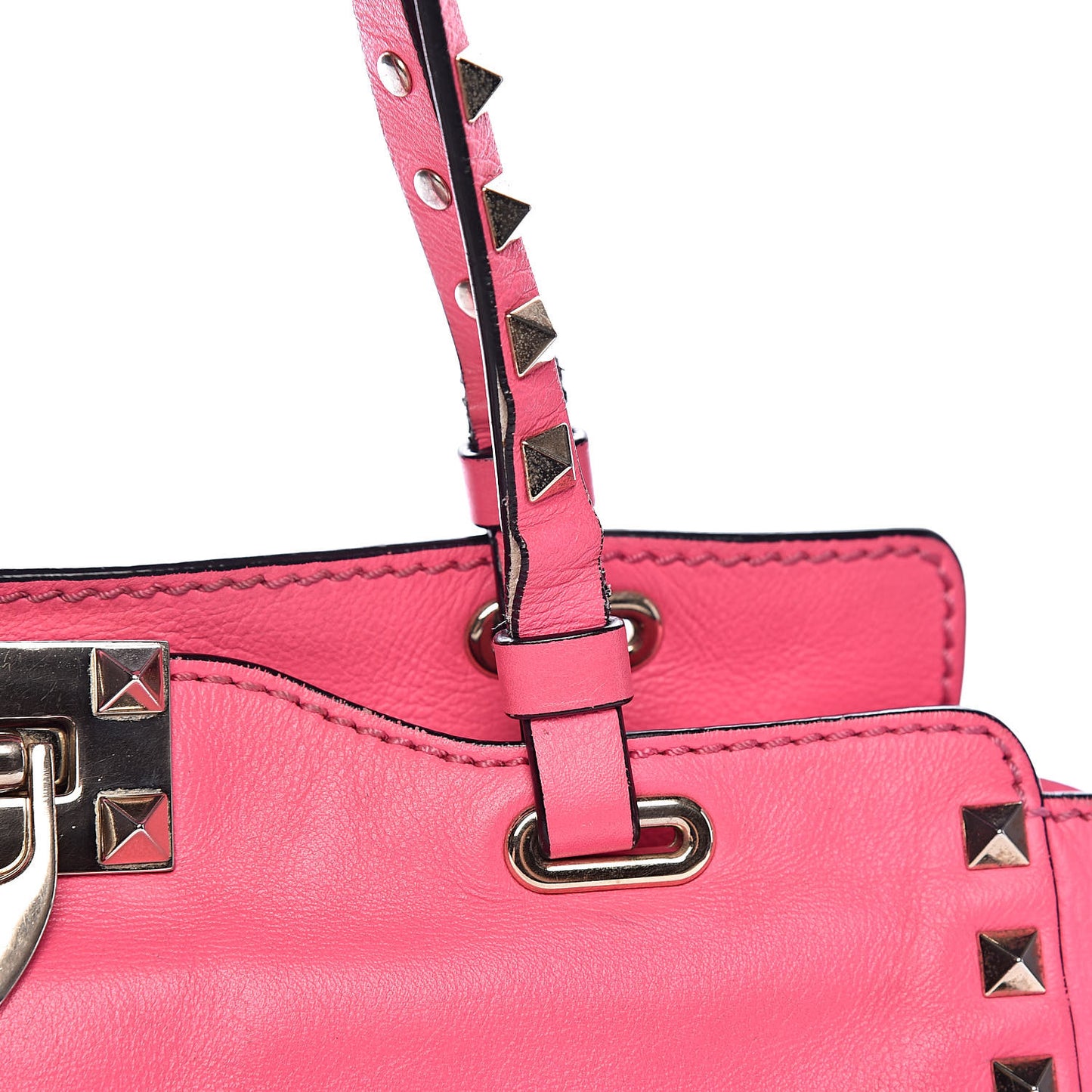 Vitello Small Rockstud Tote Fuxia Fluo