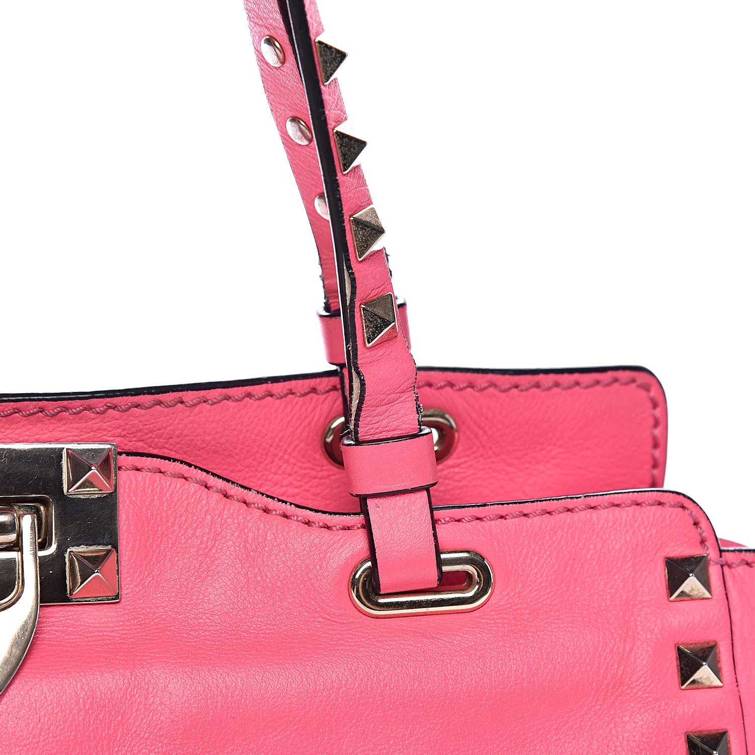 Valentino Garavani Vitello Small Rockstud Tote Fuxia Fluo 15 of 19