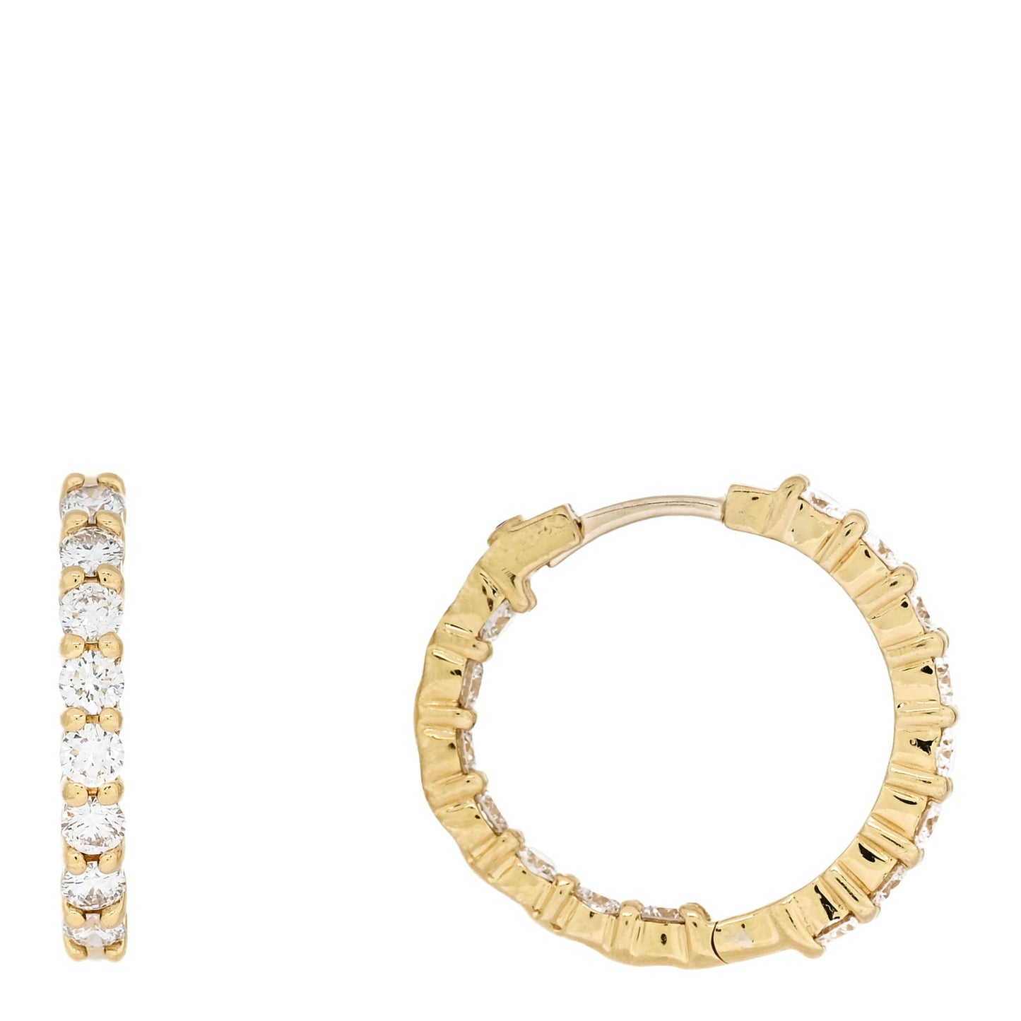 18K Yellow Gold Diamond 2.12ctw Inside Out Hoop Earrings