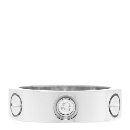 Cartier 18K White Gold 3 Diamond 5.5mm LOVE Ring 50 5.25 1 of 5