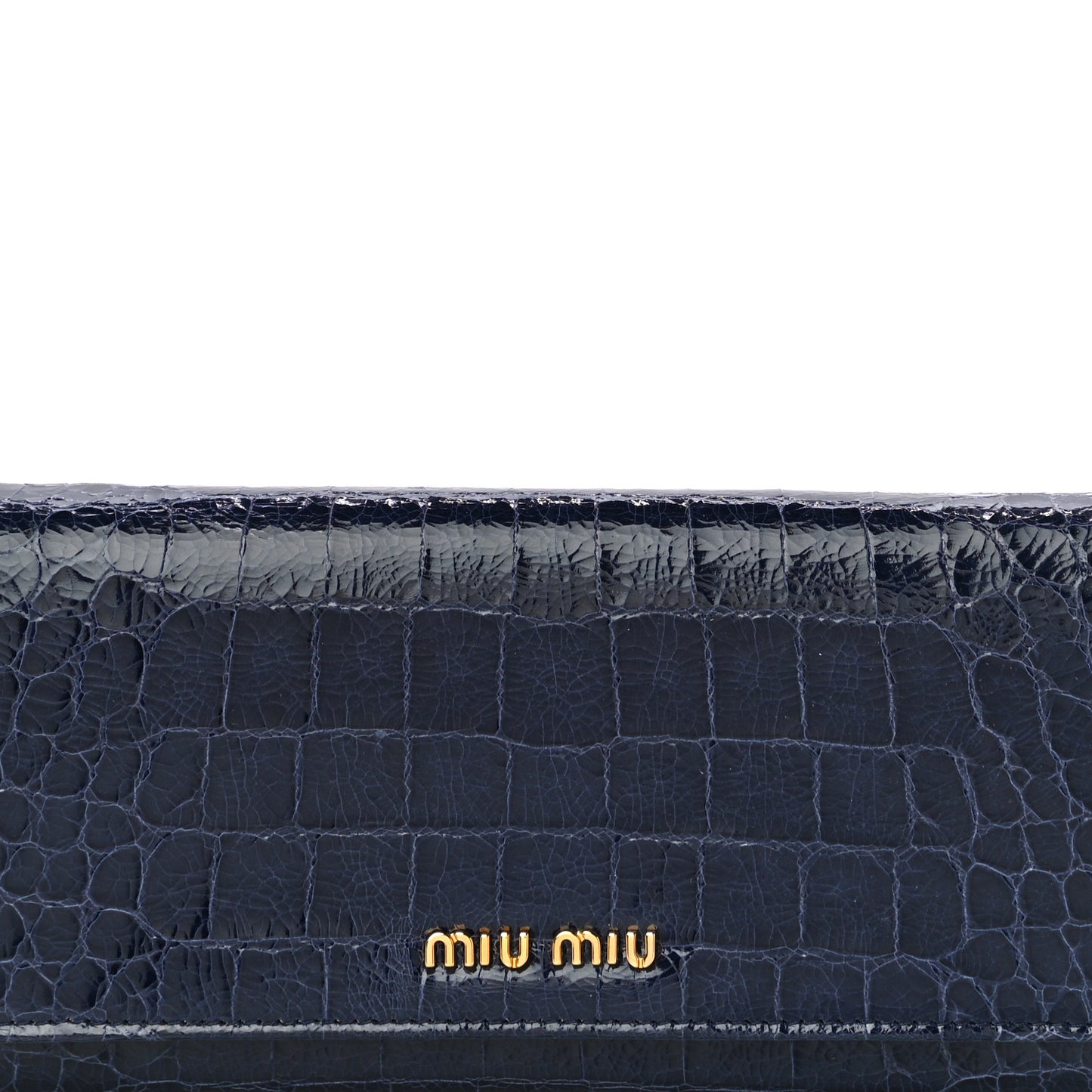 Patent Crocodile Embossed Saint Cocco Lux Continental Flap Wallet Bluette