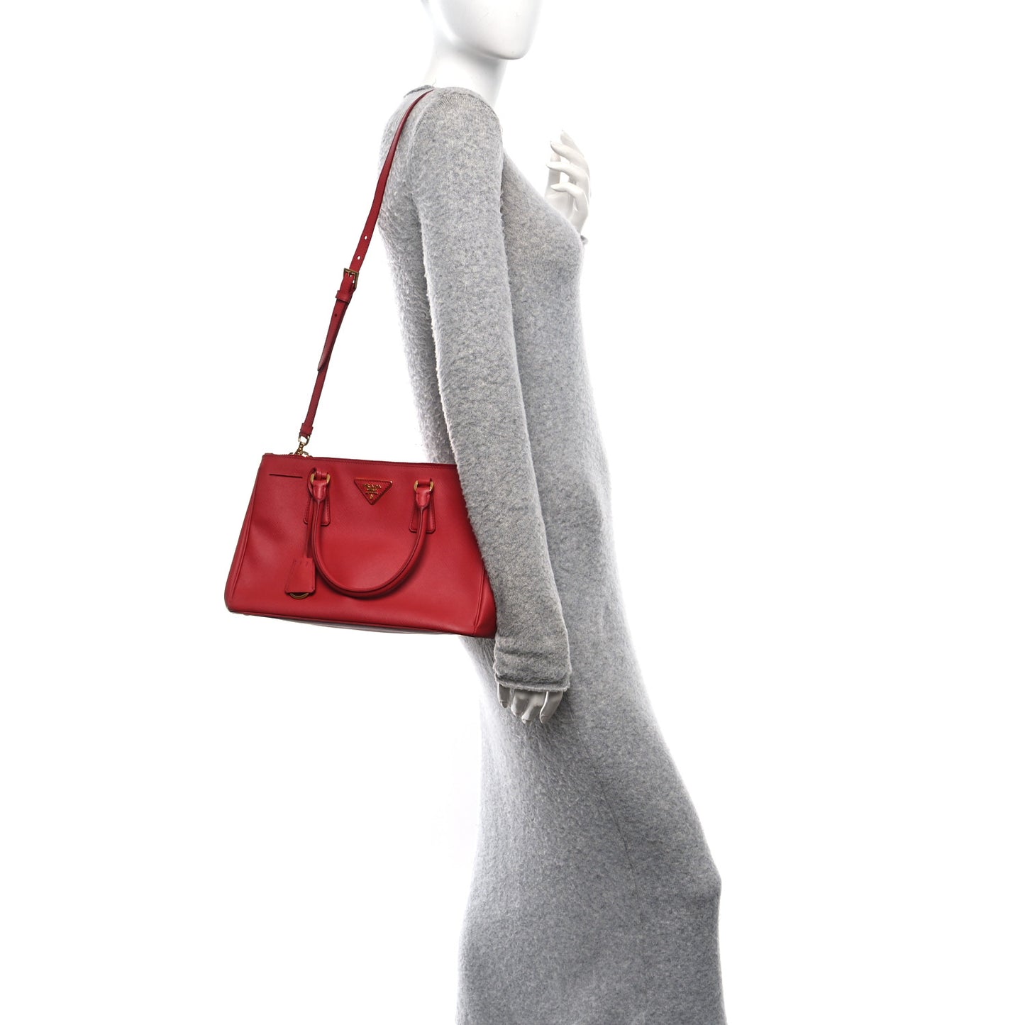 Saffiano Small Galleria Double Zip Tote Fuoco