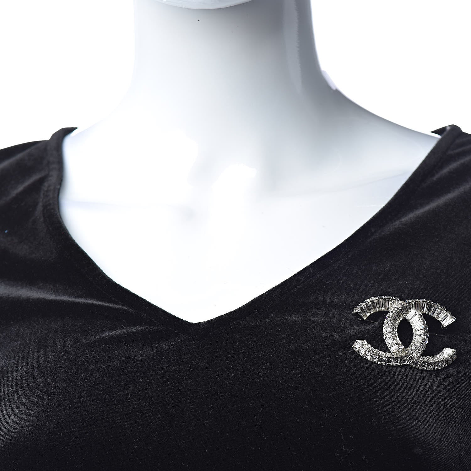 Chanel Baguette Crystal CC Brooch Silver 2 of 6