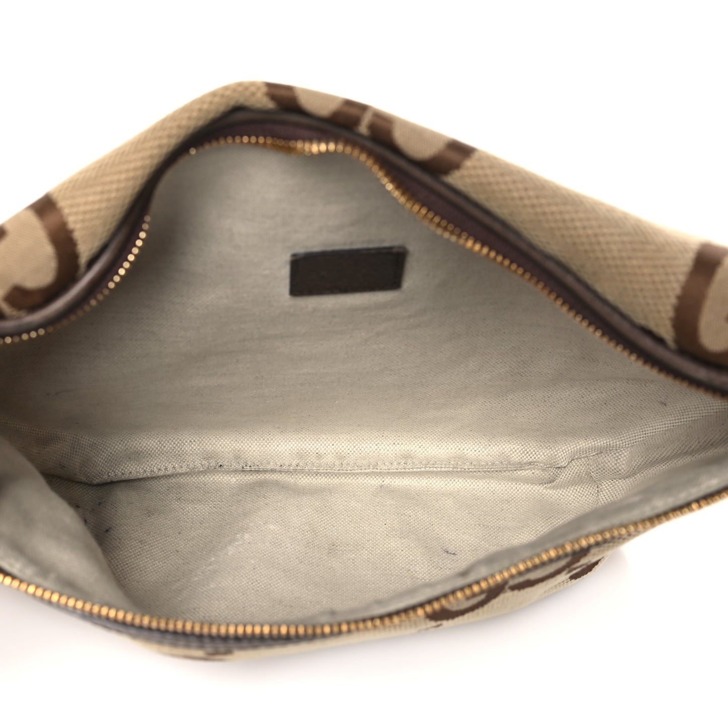 Monogram Jumbo GG Textured Dollar Calfskin Web Belt Bag Camel Ebony New Acero