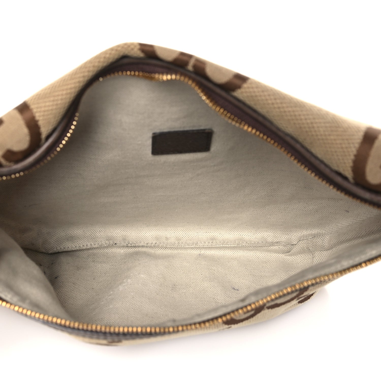 Gucci Monogram Jumbo GG Textured Dollar Calfskin Web Belt Bag Camel Ebony New Acero 5 of 11