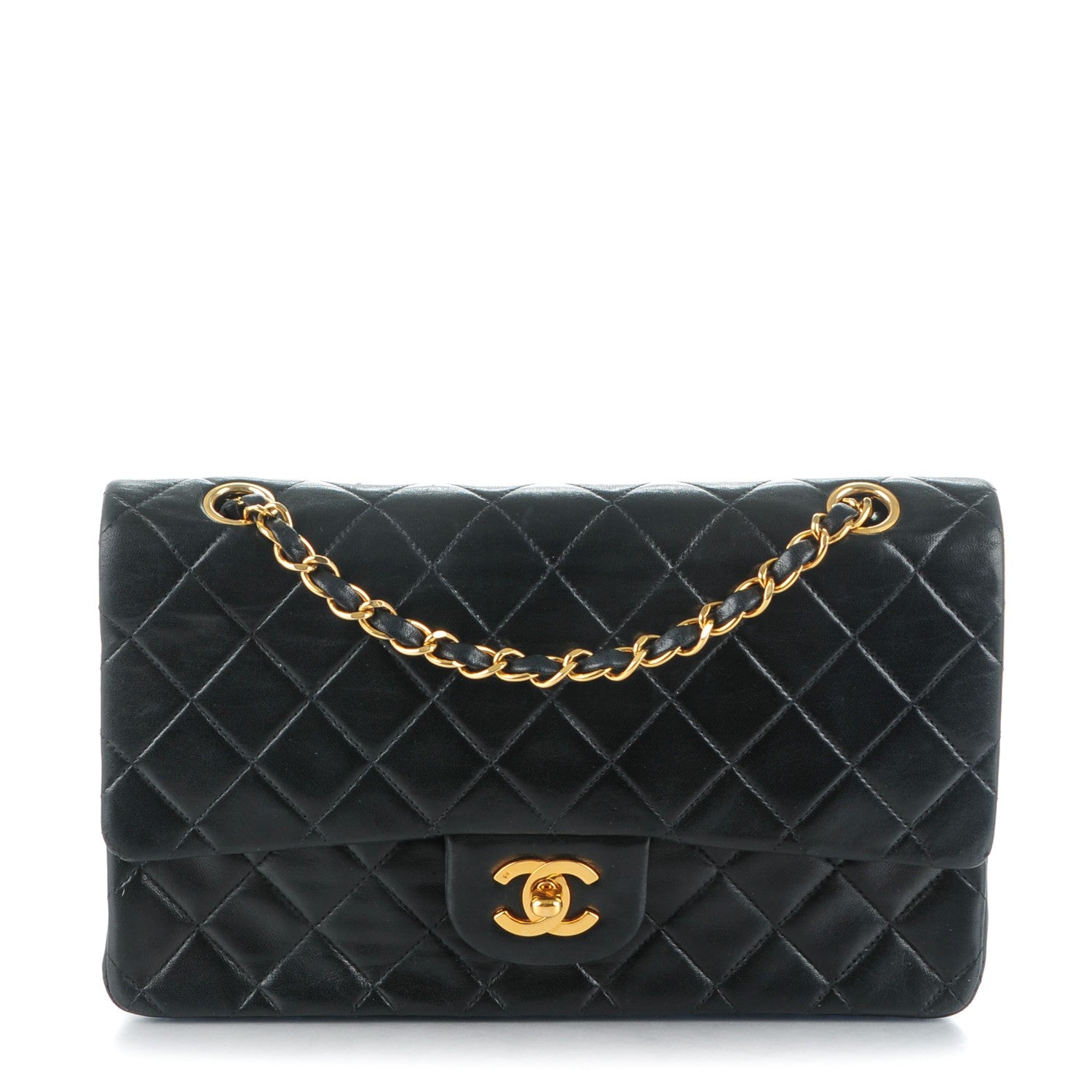 Chanel Lambskin Quilted Medium Double Flap Black 1 of 9