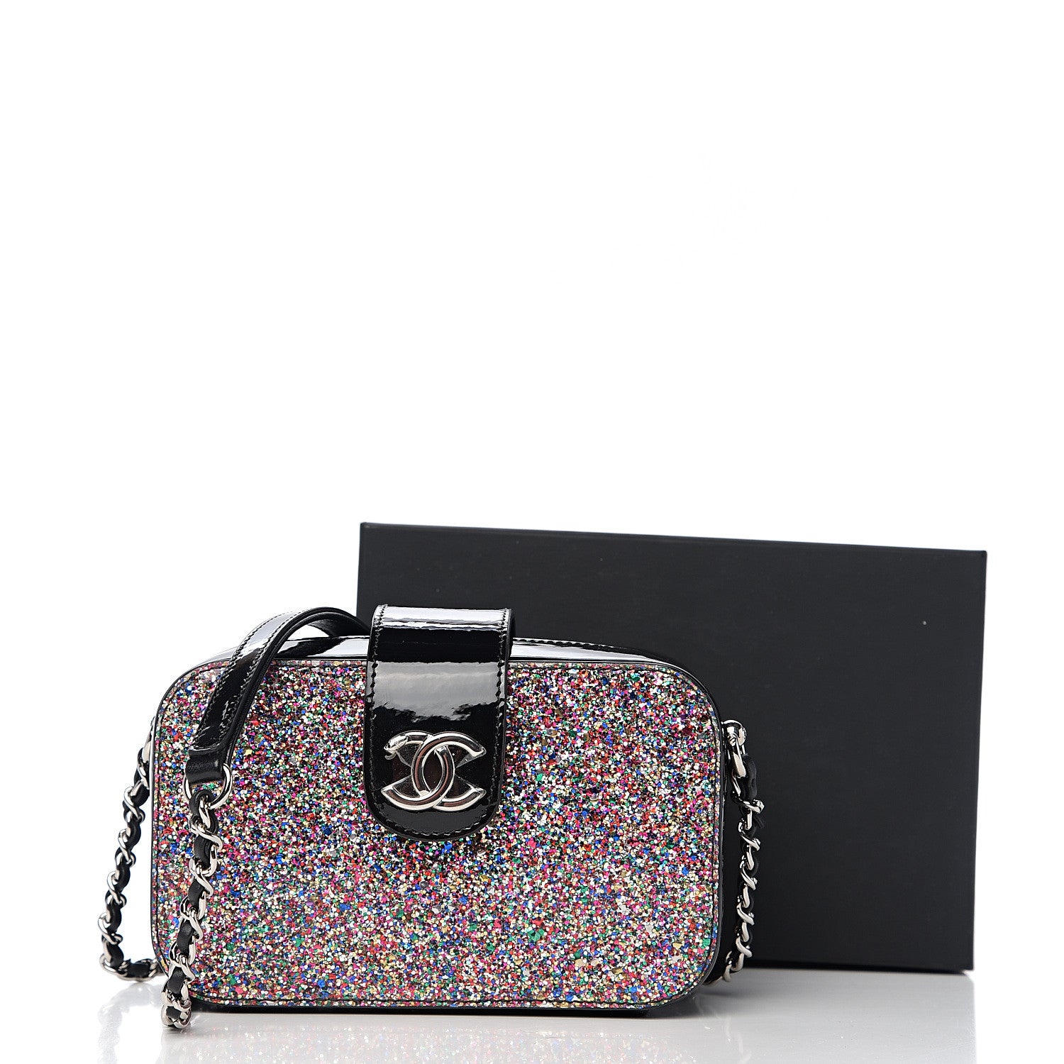 Chanel Glitter Patent Camera Case Multicolor Black 10 of 10