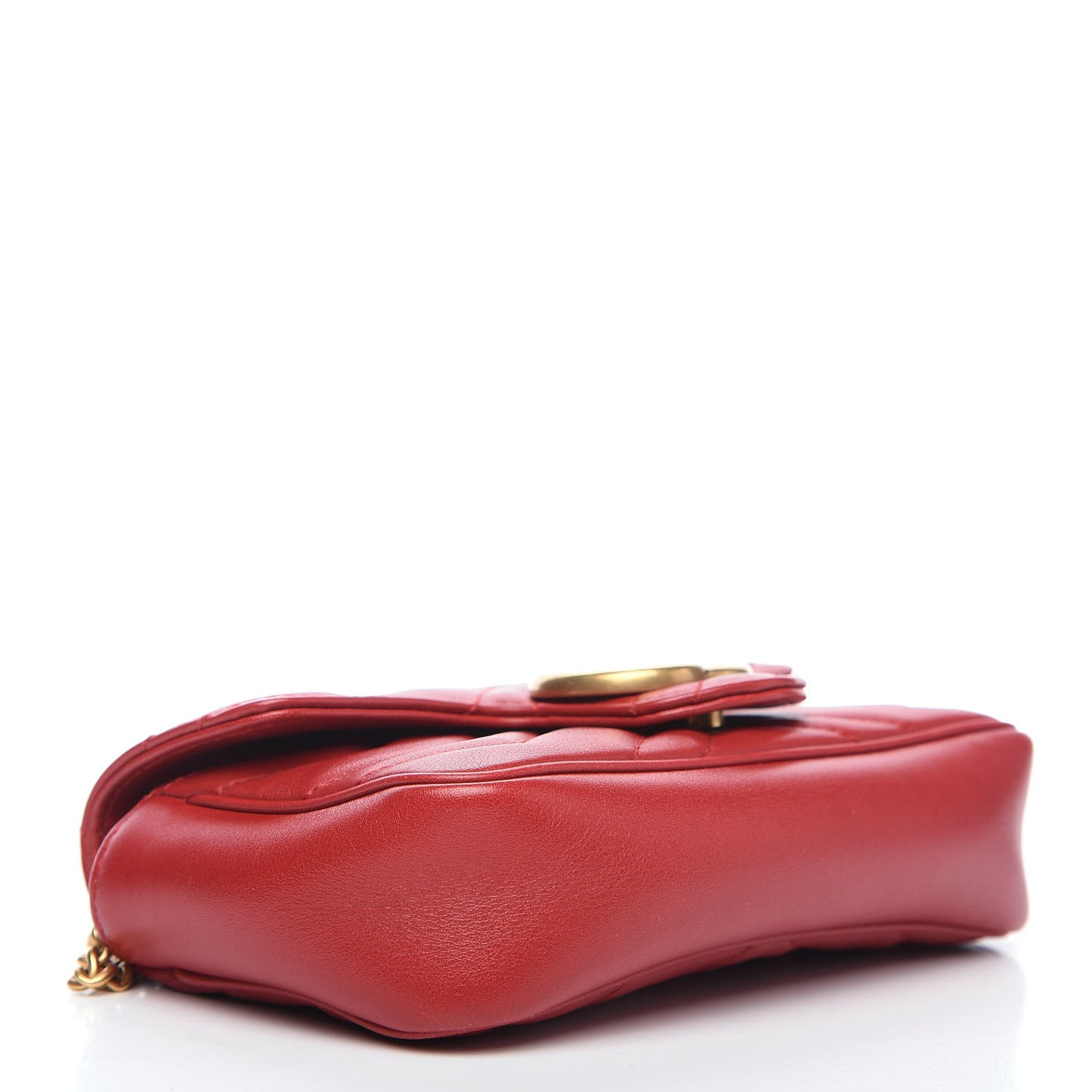 Calfskin Matelasse Super Mini GG Marmont Shoulder Bag Hibiscus Red