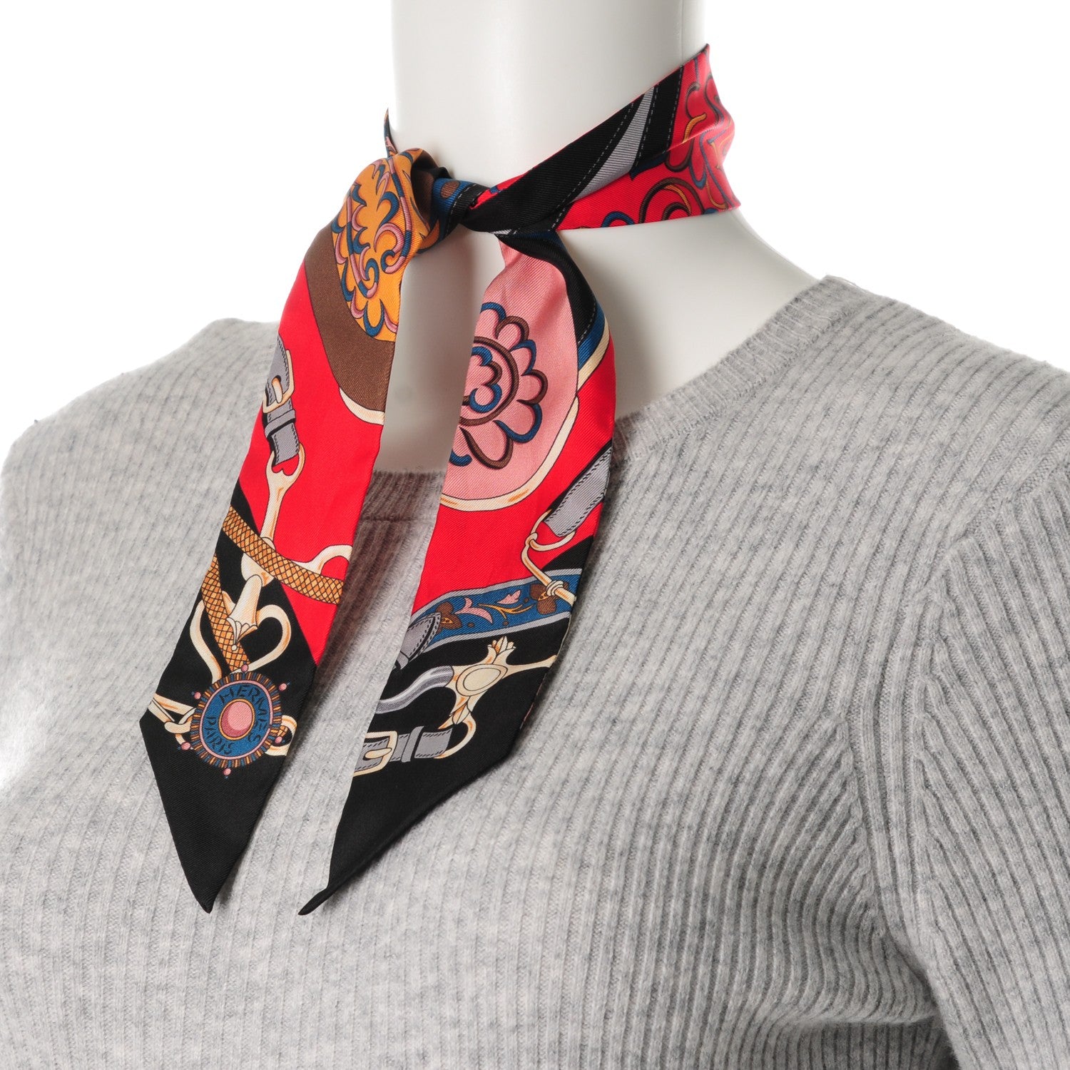 Hermes Silk Festival des Amazones Twilly Black Rouge Bleu 2 of 4