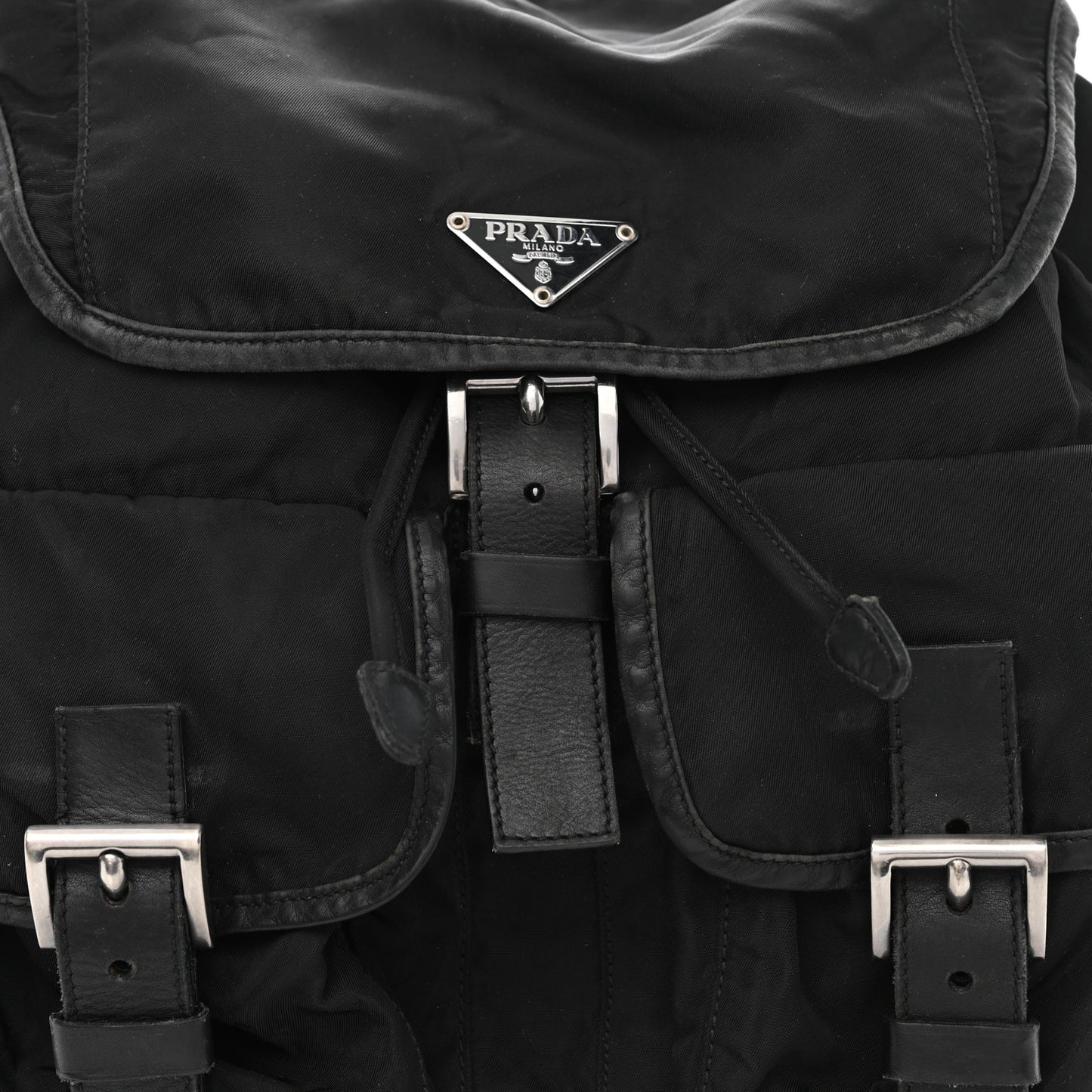 Tessuto Nylon Calfskin Medium Backpack Black