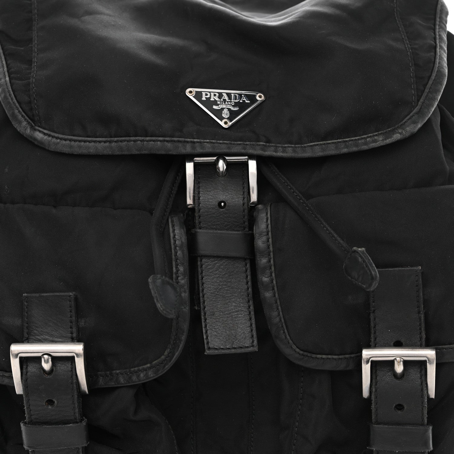 Prada Tessuto Nylon Calfskin Medium Backpack Black 8 of 14