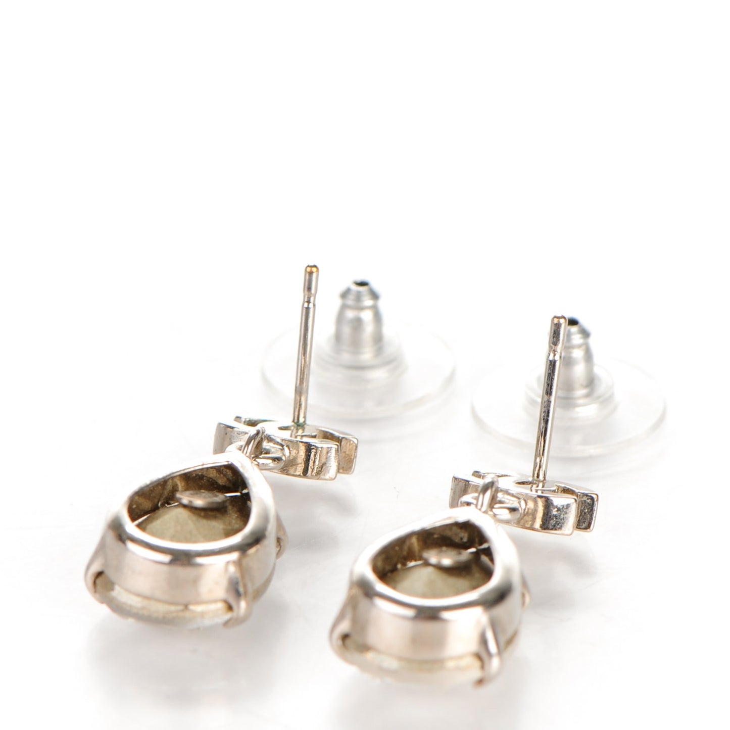 Crystal CC Drop Earrings Silver