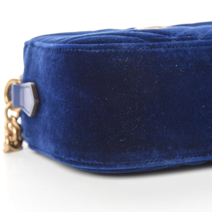 Gucci Velvet Matelasse Small GG Marmont Chain Shoulder Bag Cobalt 9 of 11