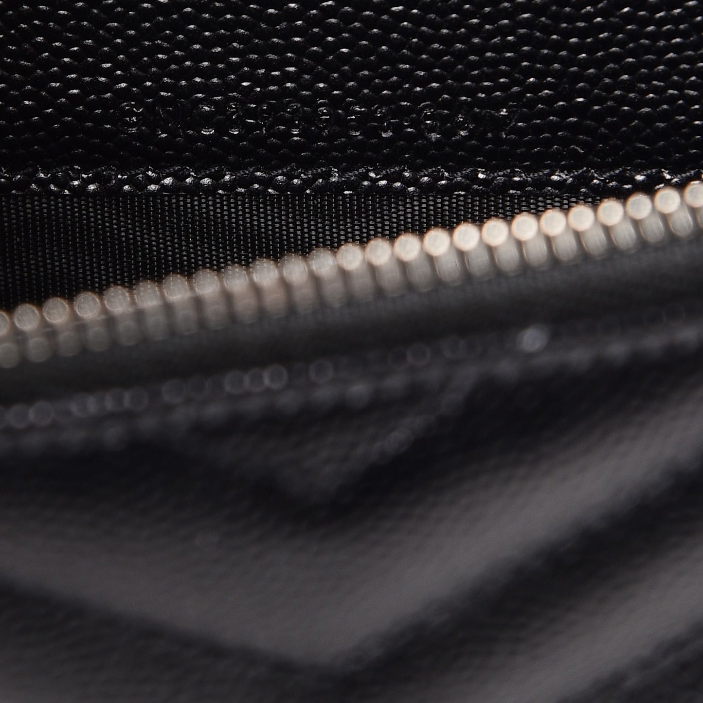 Grain De Poudre Matelasse Chevron Monogram Envelope Chain Wallet Black