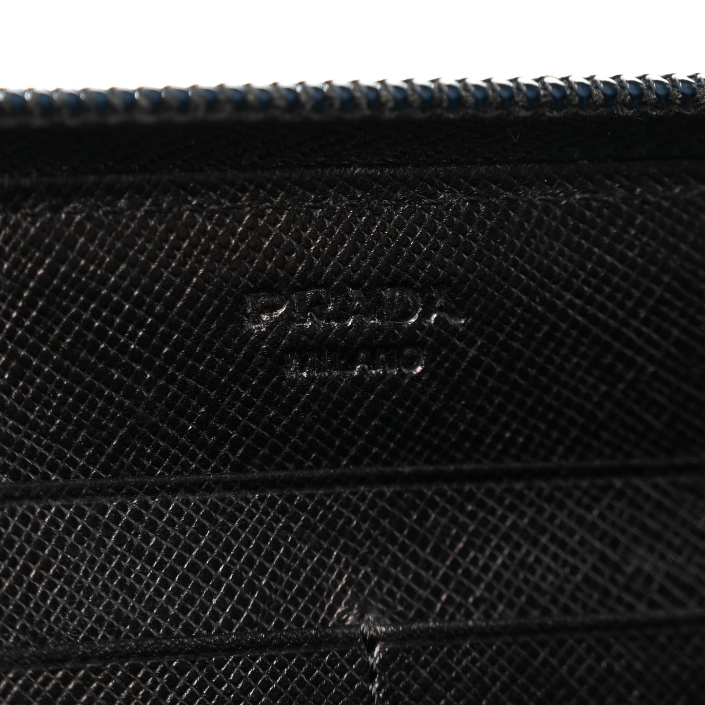 Saffiano Triangle Zip Around Wallet Black