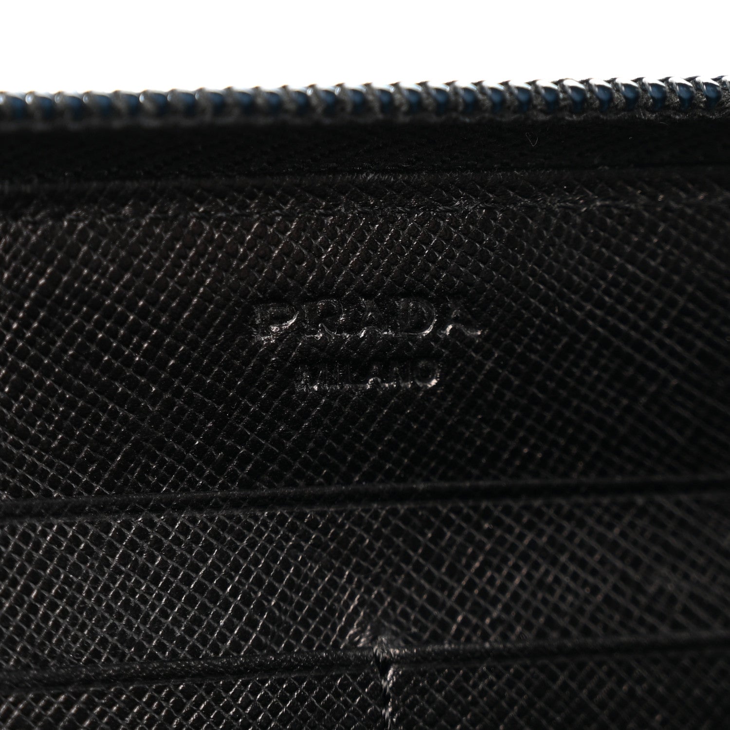 Prada Saffiano Triangle Zip Around Wallet Black 6 of 12