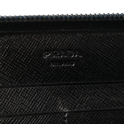 Prada Saffiano Triangle Zip Around Wallet Black 6 of 12