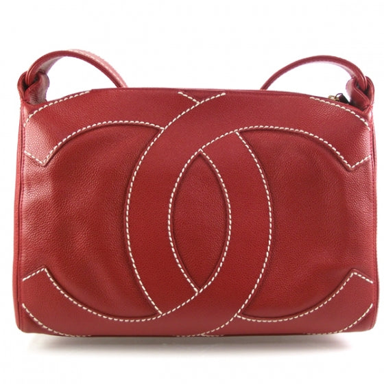 Chanel Caviar CC Stitched Small Hobo Red 1 of 8