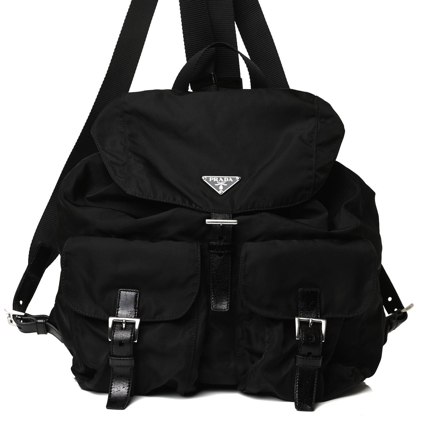 Tessuto Nylon Saffiano Medium Backpack Black