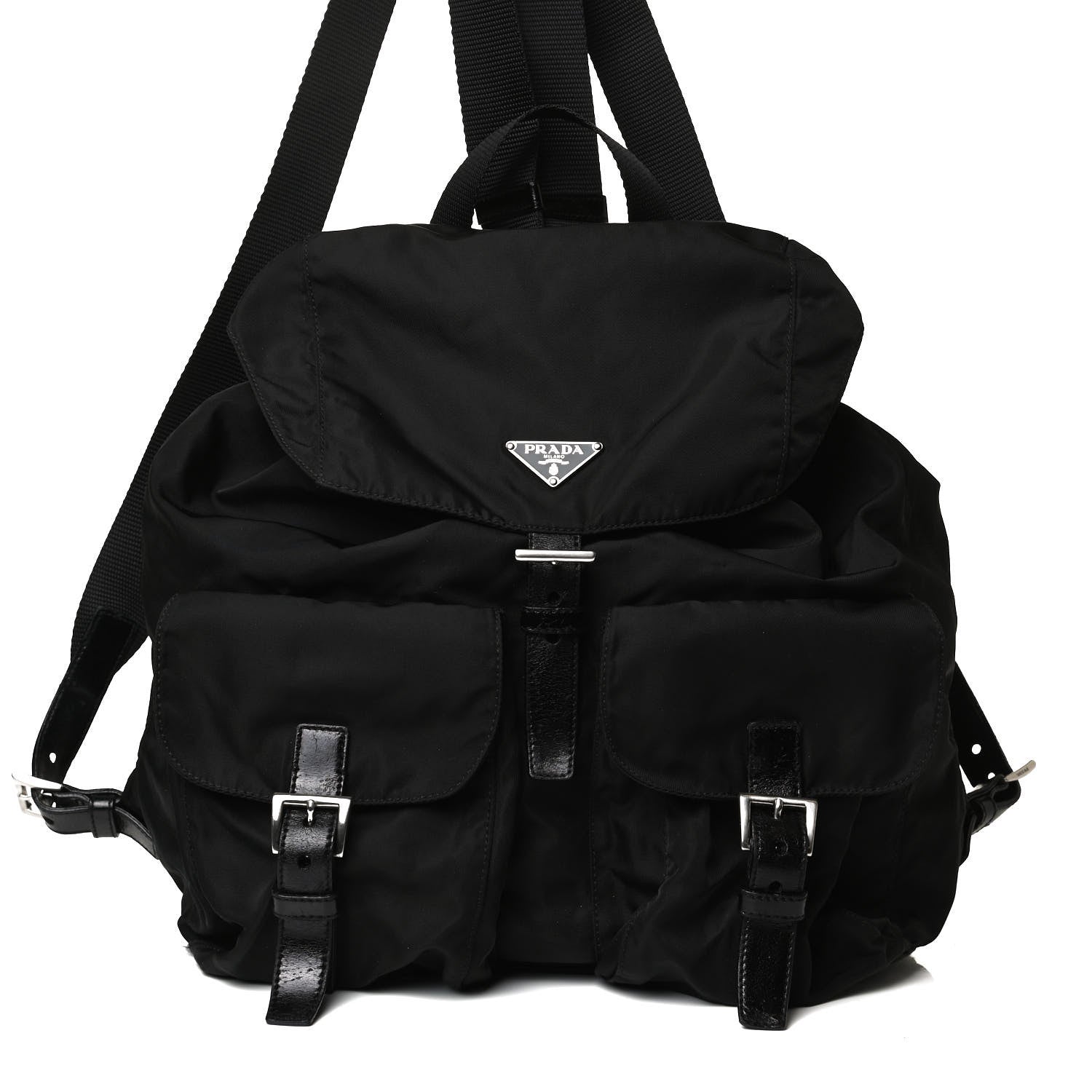 Prada Tessuto Nylon Saffiano Medium Backpack Black 8 of 17