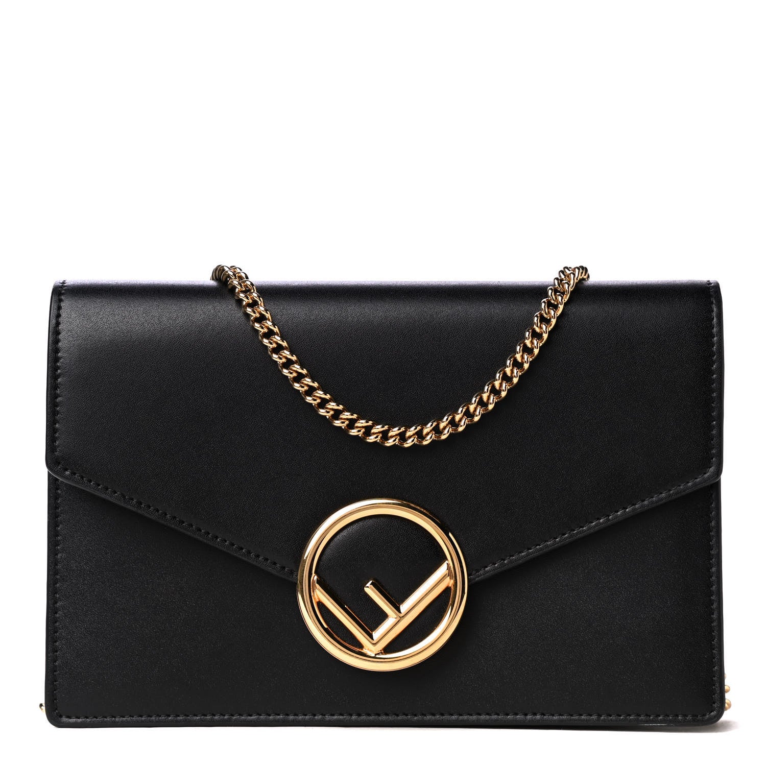 Fendi Vitello Liberty Lucido F is Fendi Medium Envelope Wallet on Chain Black 1 of 4