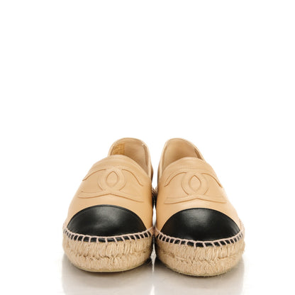 Chanel Lambskin CC Espadrilles 37 Beige Black 2 of 8