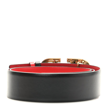 Valentino Garavani Glossy Calfskin 40mm VLogo Reversible Belt 90 36 Black Rouge Pur 2 of 6
