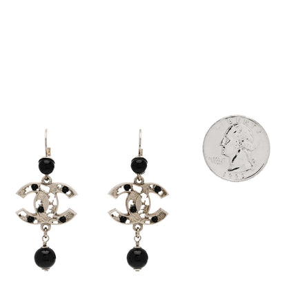 Chanel Ruthenium Bead CC Drop Earrings Black 2 of 4