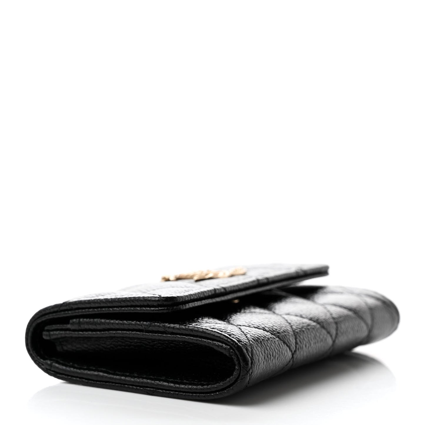 Caviar Quilted Chain CC Flap Card Holder Black