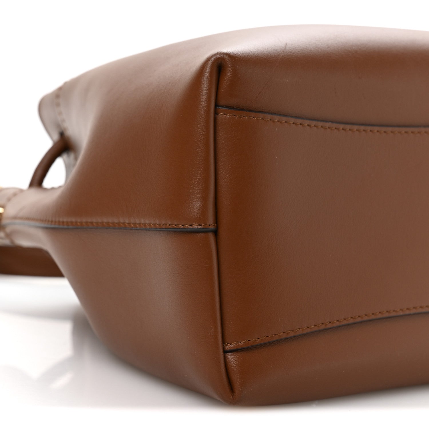 Jimmy Choo Smooth Shiny Calfskin Bon Bon Bucket Bag Dark Tan 8 of 10