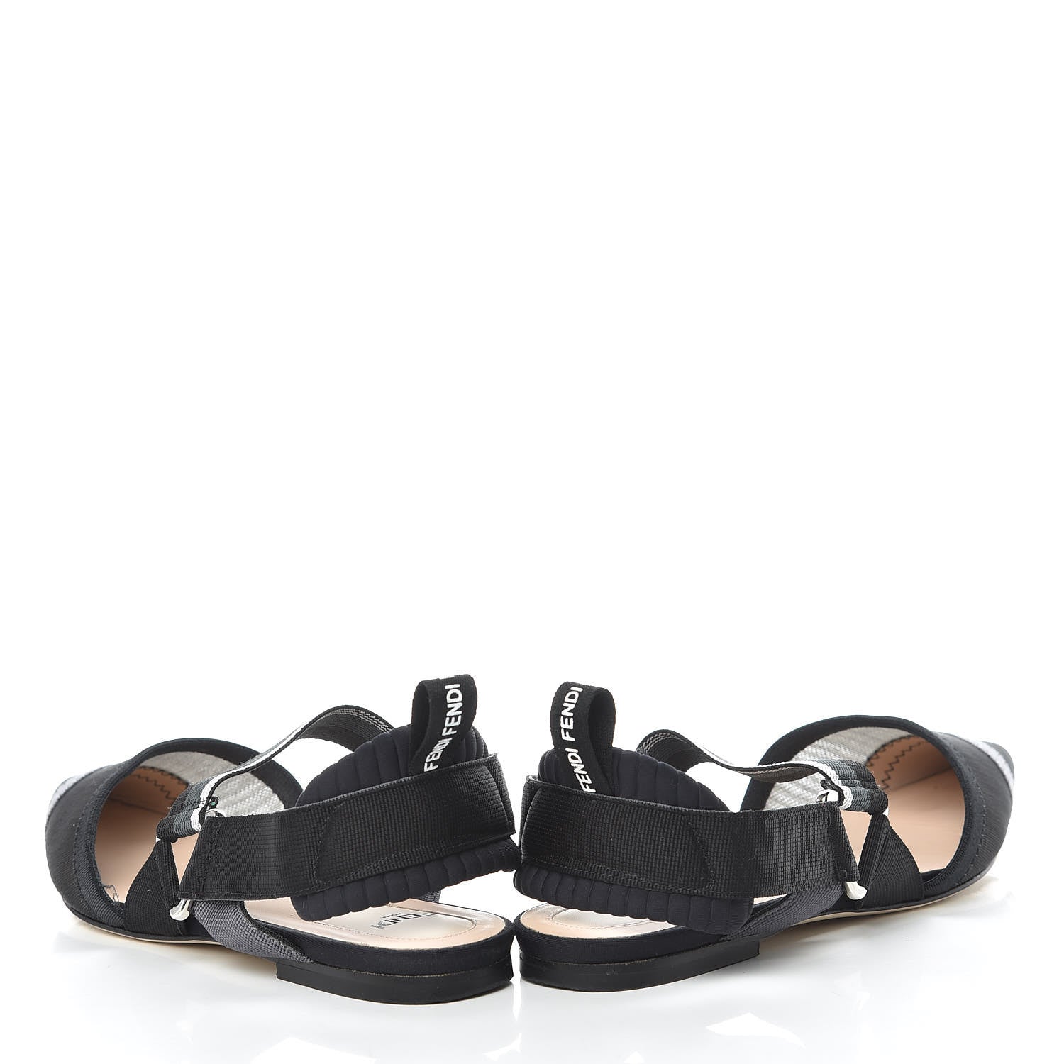 Fendi Technical Mesh Colibri Slingback Ballerina Flats 37.5 Black Asfalto 6 of 15