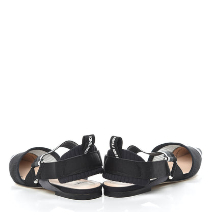 Fendi Technical Mesh Colibri Slingback Ballerina Flats 37.5 Black Asfalto 6 of 15