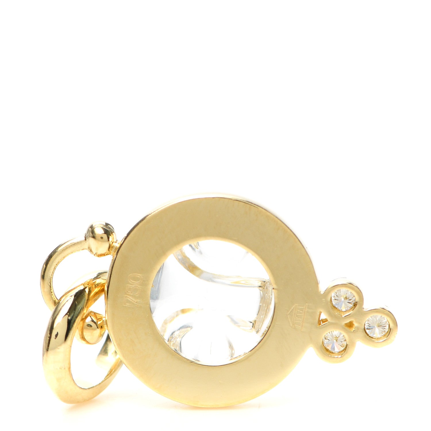 Temple St. Clair 18K Yellow Gold Diamond Rock Crystal 10mm Moonface Pendant 3 of 3