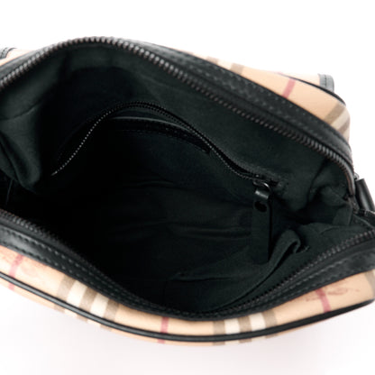 Burberry Haymarket Check Zip Messenger Bag Black 5 of 9