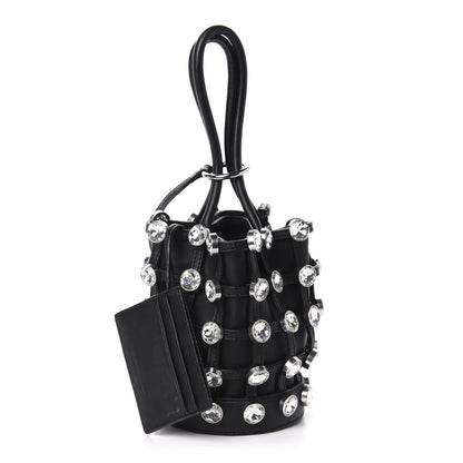 Alexander Wang Calfskin Crystal Embellished Roxy Mini Bucket Bag Black 1 of 12