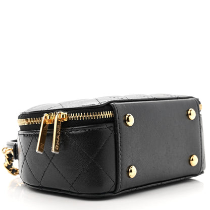 Chanel Lambskin Quilted Chic Riviera Top Handle Vanity Case Black 4 of 10